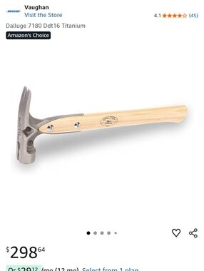 Dalluge Titanium Claw Hammer with Wooden Handle - Natural Wood & Titanium